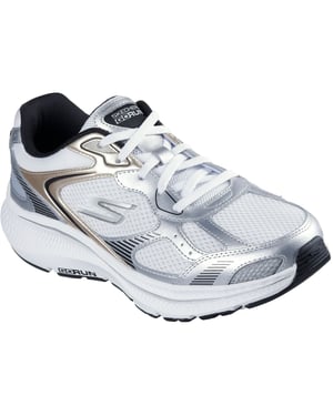 Skechers GO RUN Consistent 2.0 Volt Leer Dames Wit/zilver/zwarte Sneakers
