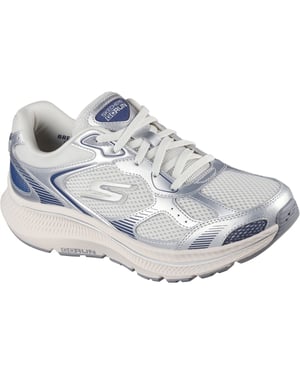 Skechers GO RUN Consistent 2.0 Volt Dames Sneakers Van Leer In Zilver/marineblauw