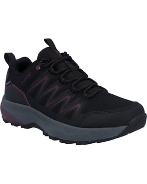 Hi-Tec Stealth Low Womens Polyester Dames Zwarte/paarse Wandelschoenen
