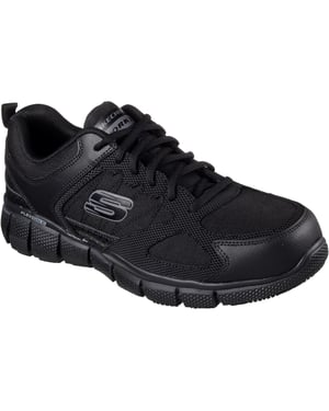 Skechers Workwear Telphin Sanphet Leren Heren Zwarte Veiligheidssneakers