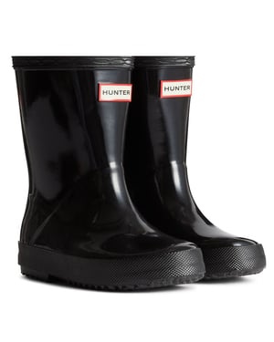 Hunter Kids First Gloss Rubberen Zwarte Regenlaarzen