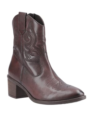 Hush Puppies Wynn Leren Dames Chocolade Bruine Enkellaarsjes Met Hak