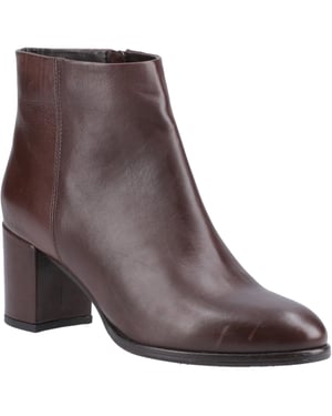 Hush Puppies Claridy Leren Enkellaarsjes Met Hoge Hak In Het Bruin Voor Dames