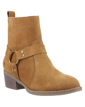 Hush Puppies Iria Suède Tan Enkellaarsjes Met Hak Voor Dames