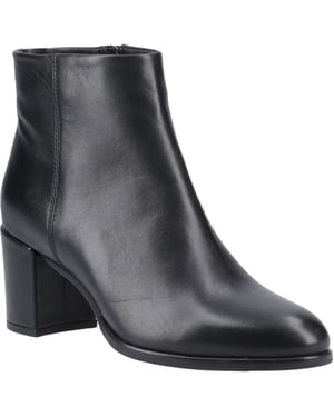 Hush Puppies Claridy Leren Zwarte Enkellaarzen Met Hak Voor Dames