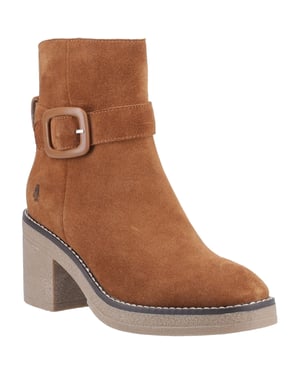 Hush Puppies Fearne Suède Tan Enkellaarsjes Met Hak Voor Dames