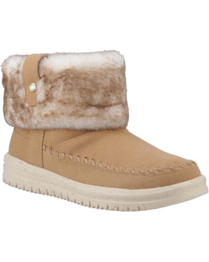 HEYDUDE Camden Cuff Classic Cozy Polyester Dames Cognac Winter Enkellaarzen