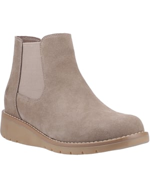 Hush Puppies Leonie Suède Dames Taupe Platte Chelsea Boots