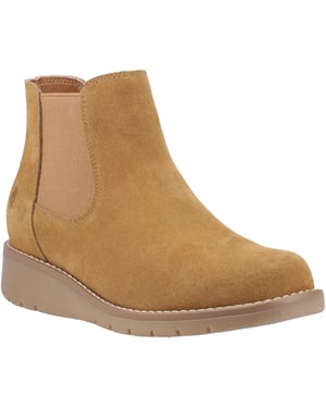 Hush Puppies Leonie Suède Dames Tan Platte Chelsea Boots