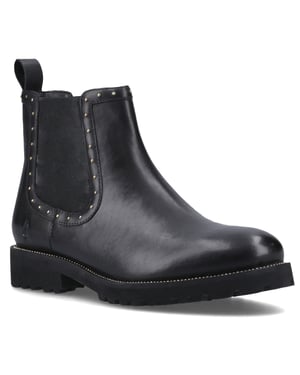 Hush Puppies Gwyneth Leren Dames Zwarte Platte Chelsea Laarzen