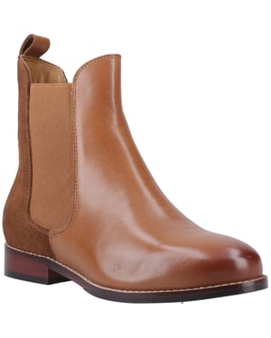 Hush Puppies Colette Leren Dames Tan Platte Chelsea Laarzen