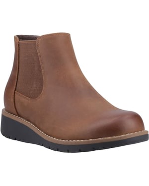 Hush Puppies Leonie Leren Damesschoenen Bruine Platte Chelsea Laarzen