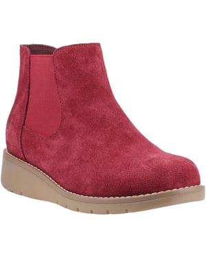 Hush Puppies Leonie Suède Dames Bordo Platte Chelsea Boots