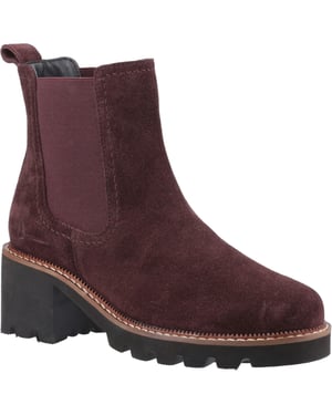 Hush Puppies Gaia Leren Dames Prune Kleurige Chelsea Laarzen Met Hak