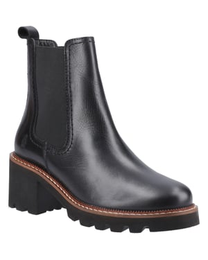 Hush Puppies Gaia Dames Zwarte Leren Chelsea Laarzen Met Hak