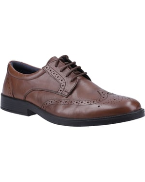 Hush Puppies Nolan Lederen Heren Tan Brogues Schoenen