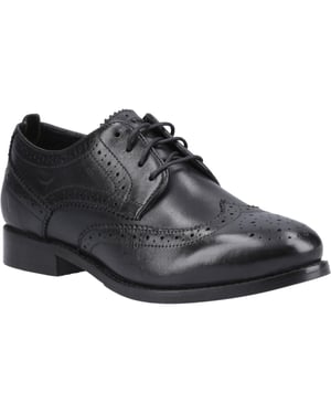 Hush Puppies Natalia Damesbrogues Schoenen Van Zwart/zwart Leer