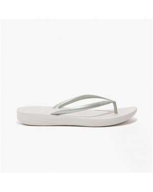 Fitflop Iqushion Dames Ergonomische Teenpost Sleehak Slippers Zilver