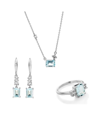 Orphelia 'Fira' Dames 925 Sterling Zilver Set: Ketting + Oorbellen + Ring - Zilver SET-7571