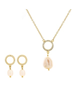 Orphelia 'Spa' Dames 925 Sterling Zilveren Set: Halsketting + Oorbellen - Gouden SET-7575/G