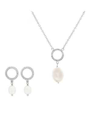 Orphelia 'Spa' Dames 925 Sterling Zilveren Set: Ketting + Oorbellen - Zilver SET-7575