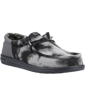 HEYDUDE Wally Funk Overdye Katoenen Heren Zwart/Granietgrijs Moccassinschoenen