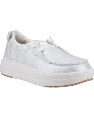 HEYDUDE Wendy Nova Shimmer Polyester Dames Sneeuwwitte Moccasins Schoenen