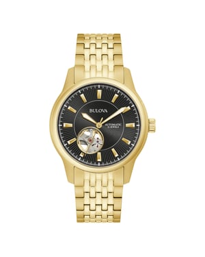 Bulova Open Heart Heren Horloge Goudkleurig 97A168