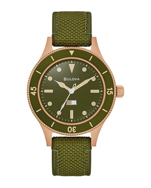 Bulova Archive Series Mil Ships 150th Anniversary Edition Heren Horloge Groen 98A324