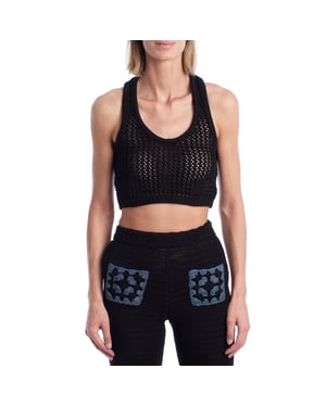 KWTT00103 Opengewerkte gebreide top voor dames