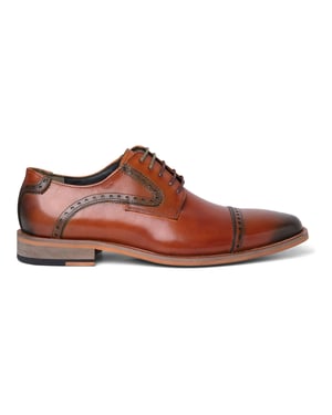 Justin Reess Heren Bruine Leren Veterschoenen Oxford - Jenson