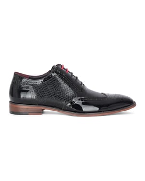 Justin Reess Heren Zwarte Lakleren Brogue Schoenen - Flynn