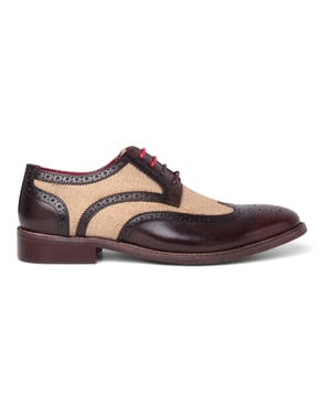 Justin Reess Heren Bruine Leren Canvas Detailing Brogue Schoenen - Cole
