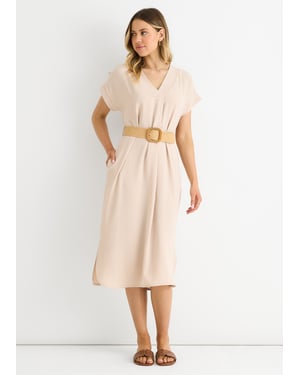 Beige Air Flow oversized jurk met ceintuur