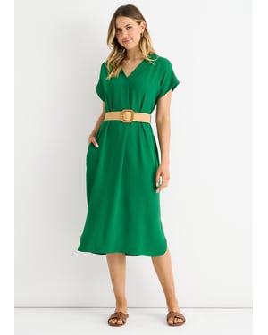 Groene luchtstroom oversized jurk met ceintuur