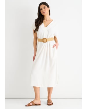 Witte Air Flow oversized jurk met ceintuur