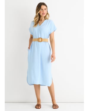 Blauwe Air Flow oversized jurk met ceintuur