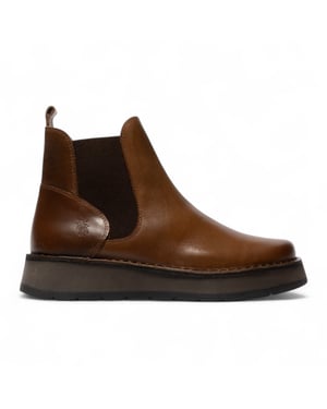 Fly London Dames Camel Brown RAWI131 Chelsea Leren Enkellaarsjes met Klassieke Comfort