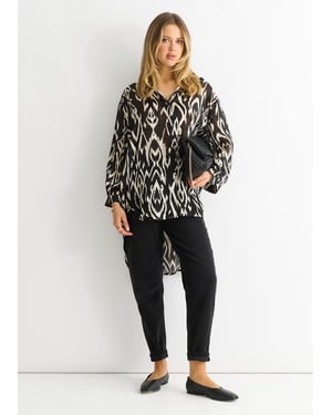 Oversized shirt met mono abstracte print
