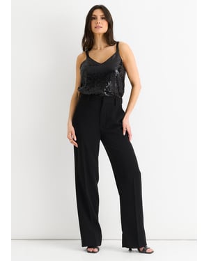 Zwart Pailletten V Hals Cami Top
