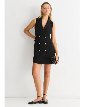 Zwart dubbel borststuk blazer mini jurk