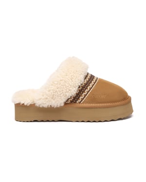 EVER AU Australië Dames Crake Gebreide Platform Schapenvacht Slippers