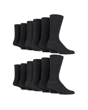 12 Paar Heren Gentle Grip Losse Boven Sokken | Extra Brede Niet-Elastische Sokken