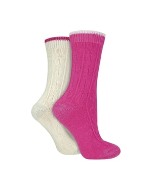 2-pack Dames Kabelgebreide Hak- en Teen Sokken
