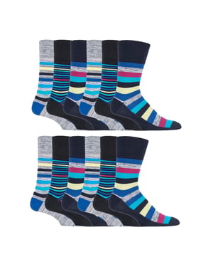 12 Pairs Heren Zachte Grip Losse Top Sokken | Extra Brede Niet-Elastische Sokken