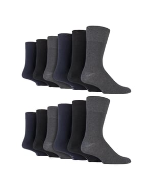 12 Paar Heren Gentle Grip Losse Top Sokken | Extra Brede Niet-Elastische Sokken