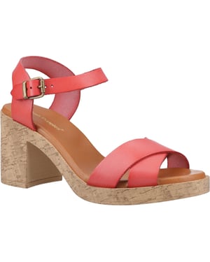 Hush Puppies Georgia Kurk Leren Dames Koraal Sandalen