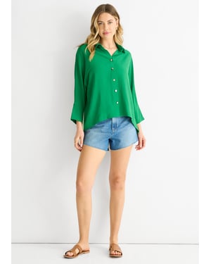 Kimono oversized blouse middengroen
