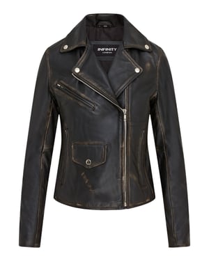 Vintage zwarte klassieke Brando biker leren jas voor dames - Broome