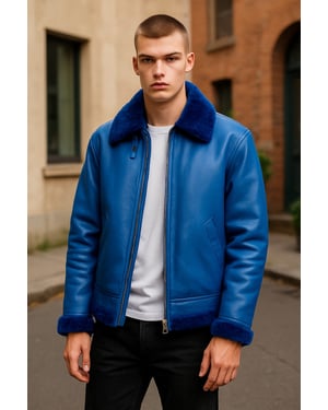 Herenblauw B3 Bomber RAF Aviator Schapenvachtjack - Sibasa